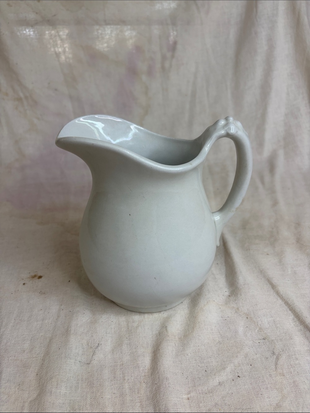 New Era White Ceramic Pitcher with Curved Spout